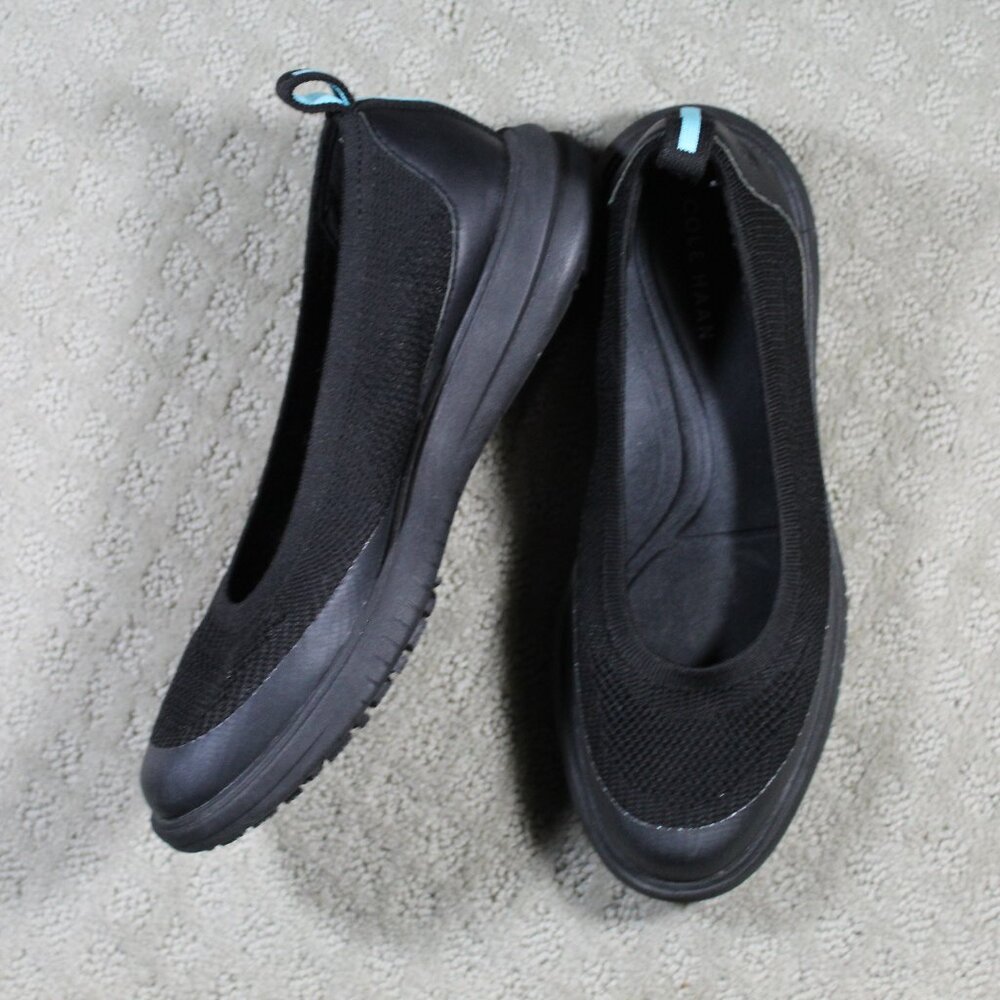 Cole Haan Size 8 Black Stretch Knit Slip Resistant Shoes